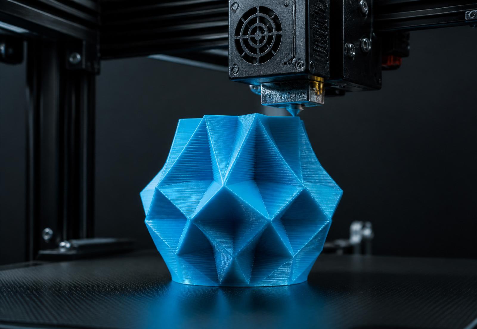 3D εκτυπωτής κατασκευάζει γεωμετρικό αντικείμενο